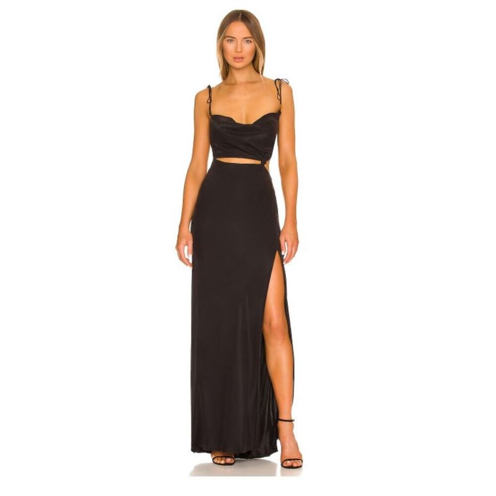 For Love & Lemons Kyra Cut Out Maxi Dress in Blackchat